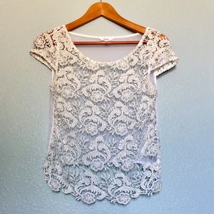 Candies silver/white crochet blouse size S